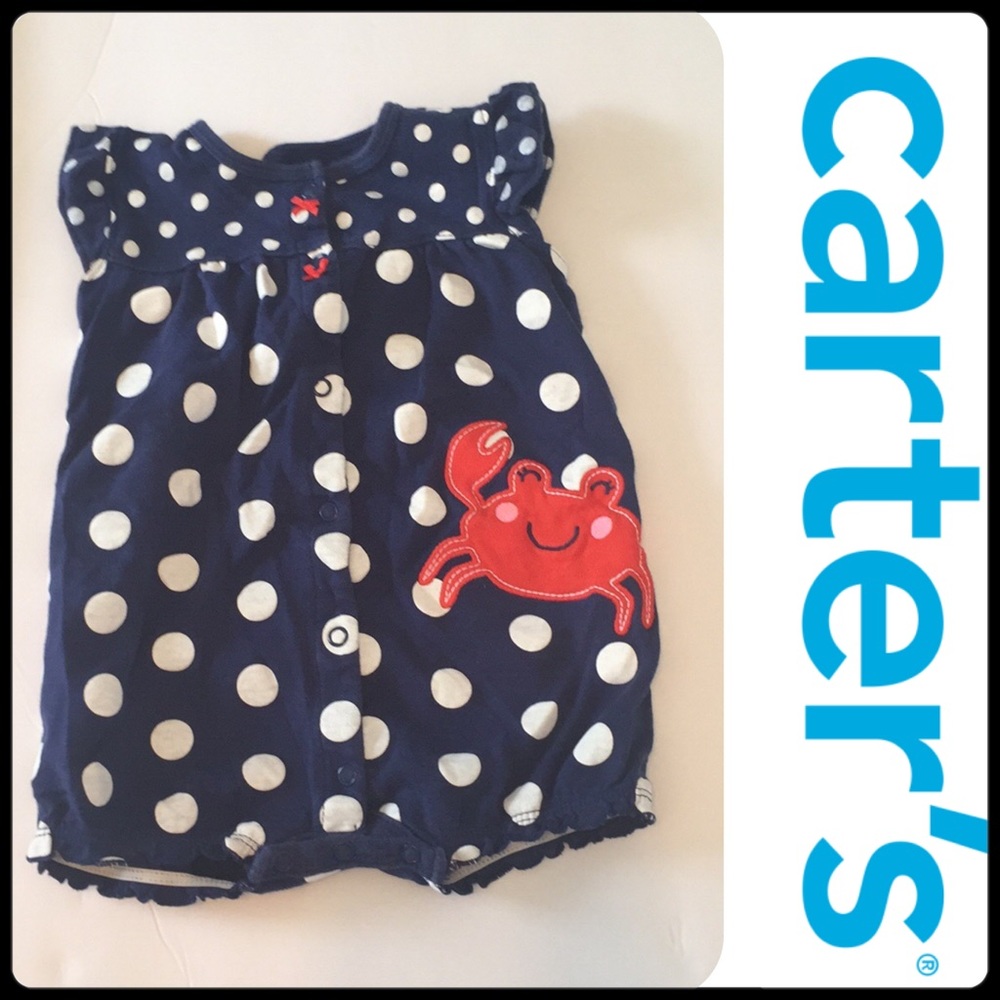 Carter’s navy blue onezie with crab